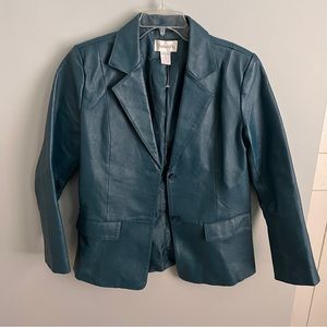 Leather Coat Blue Blazer